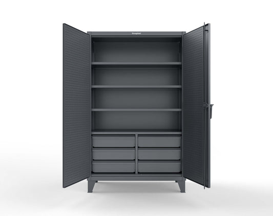 Extreme Duty 12 GA Cabinet with 4 Slide-Out Shelves, 6 Half-Width Drawers with Dividers - 48 In. W x 24 In. D x 78 In. H - 46-PB-244SOS-6/5DBPH-7024