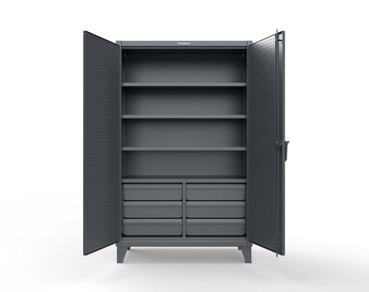 Extreme Duty 12 GA Cabinet with 4 Slide-Out Shelves, 6 Half-Width Drawers with Dividers - 48 In. W x 24 In. D x 78 In. H - 46-PB-244SOS-6/5DBPH-7024