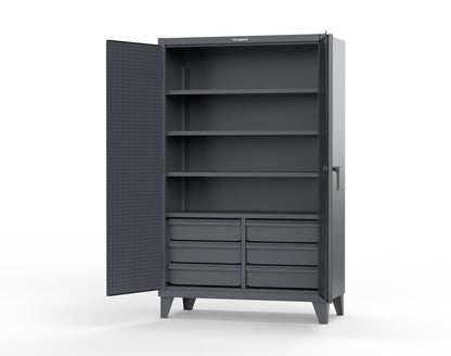 Extreme Duty 12 GA Cabinet with 4 Slide-Out Shelves, 6 Half-Width Drawers with Dividers - 48 In. W x 24 In. D x 78 In. H - 46-PB-244SOS-6/5DBPH-7024