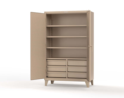 Extreme Duty 12 GA Cabinet with 4 Slide-Out Shelves, 6 Half-Width Drawers with Dividers - 48 In. W x 24 In. D x 78 In. H - 46-PB-244SOS-6/5DBPH-1019
