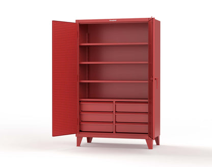 Extreme Duty 12 GA Cabinet with 4 Slide-Out Shelves, 6 Half-Width Drawers with Dividers - 48 In. W x 24 In. D x 78 In. H - 46-PB-244SOS-6/5DBPH-3001