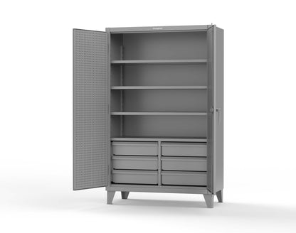 Extreme Duty 12 GA Cabinet with 4 Slide-Out Shelves, 6 Half-Width Drawers with Dividers - 48 In. W x 24 In. D x 78 In. H - 46-PB-244SOS-6/5DBPH-7037
