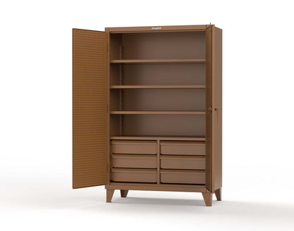 Extreme Duty 12 GA Cabinet with 4 Slide-Out Shelves, 6 Half-Width Drawers with Dividers - 48 In. W x 24 In. D x 78 In. H - 46-PB-244SOS-6/5DBPH-8008