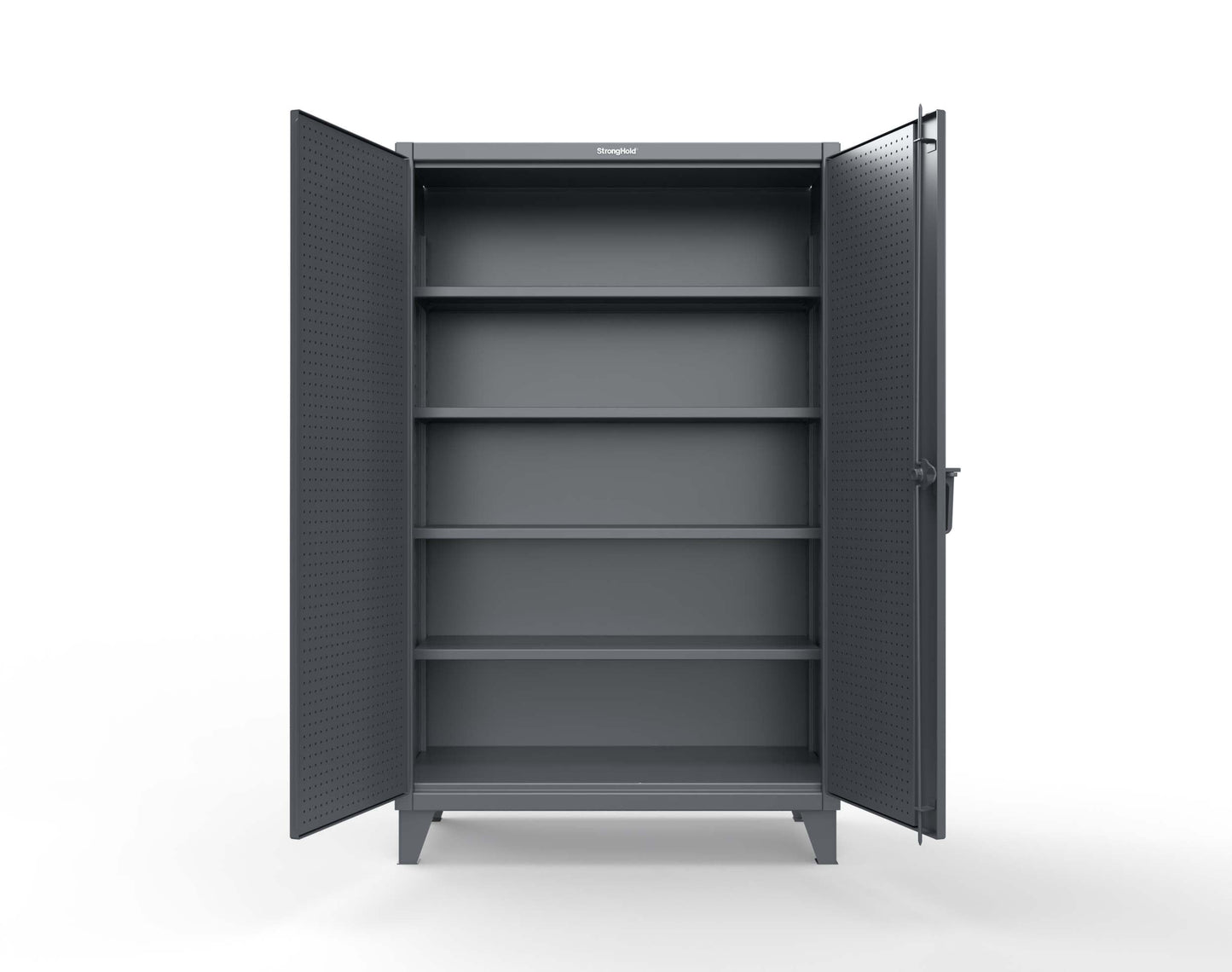 Extreme Duty 12 GA Cabinet with Pegboard Doors, 4 Shelves - 48 In. W x 24 In. D x 78 In. H