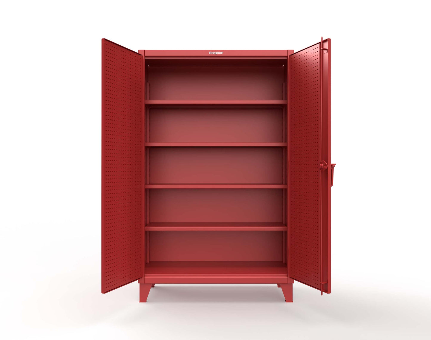 Extreme Duty 12 GA Cabinet with Pegboard Doors, 4 Shelves - 48 In. W x 24 In. D x 78 In. H