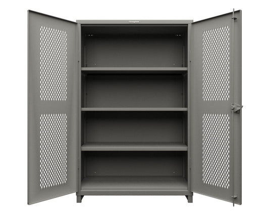 Extra Heavy Duty 14 GA Cabinet with Ventilated (Diamond) Doors - 48 In. W x 24 In. D x 75 In. H