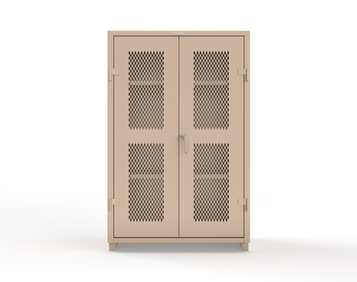 Extra Heavy Duty 14 GA Cabinet with Ventilated (Diamond) Doors - 48 In. W x 24 In. D x 75 In. H - 46-V-243-L-1019