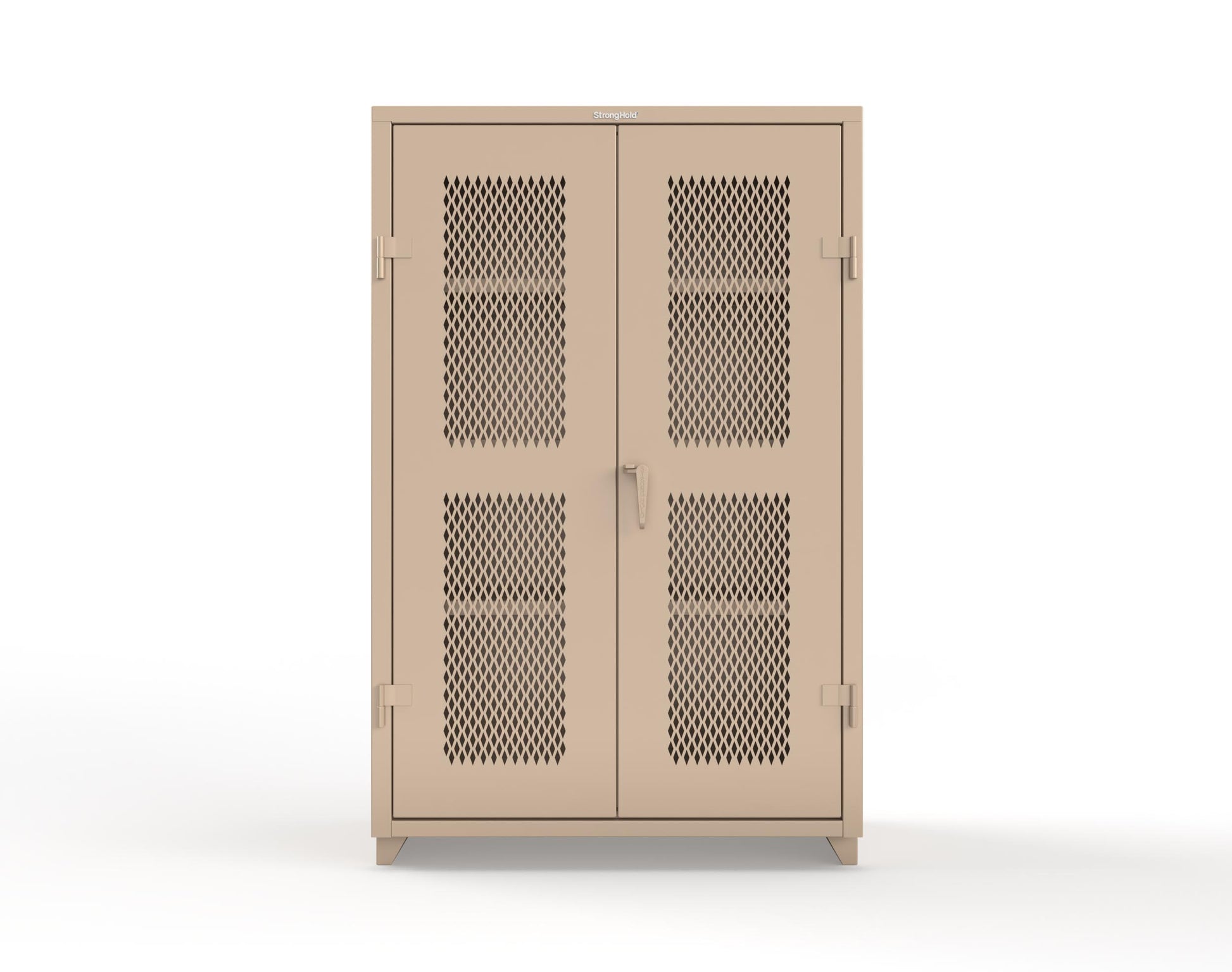 Extra Heavy Duty 14 GA Cabinet with Ventilated (Diamond) Doors - 48 In. W x 24 In. D x 75 In. H - 46-V-243-L-1019