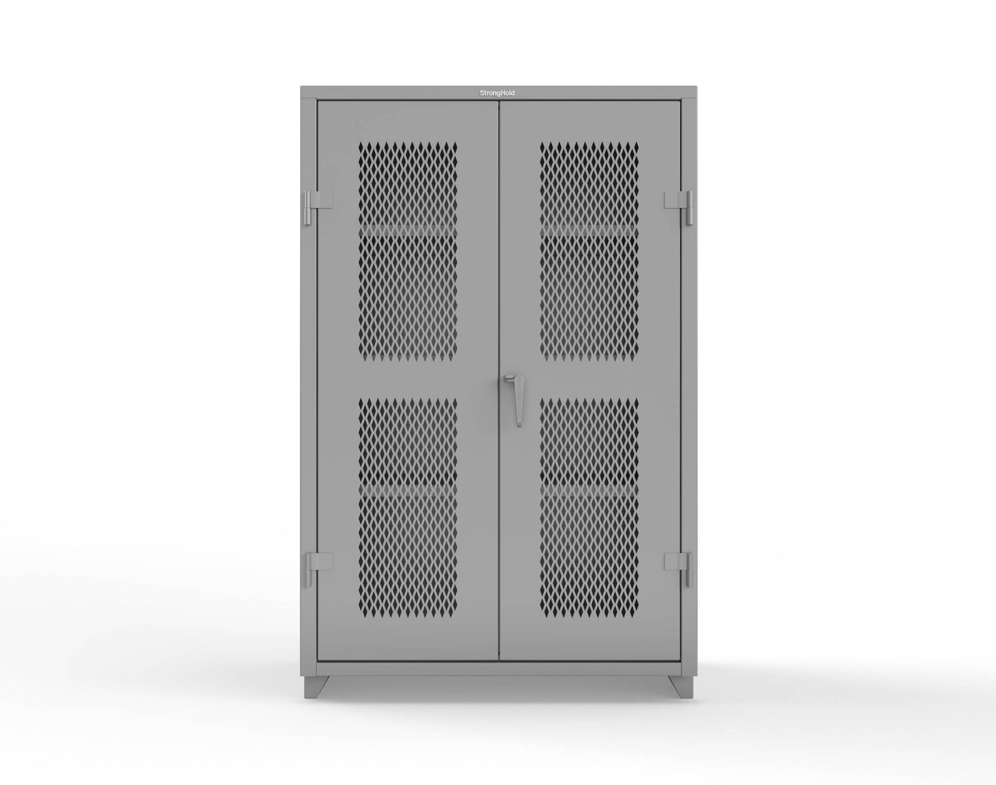 Extra Heavy Duty 14 GA Cabinet with Ventilated (Diamond) Doors - 48 In. W x 24 In. D x 75 In. H - 46-V-243-L-7037