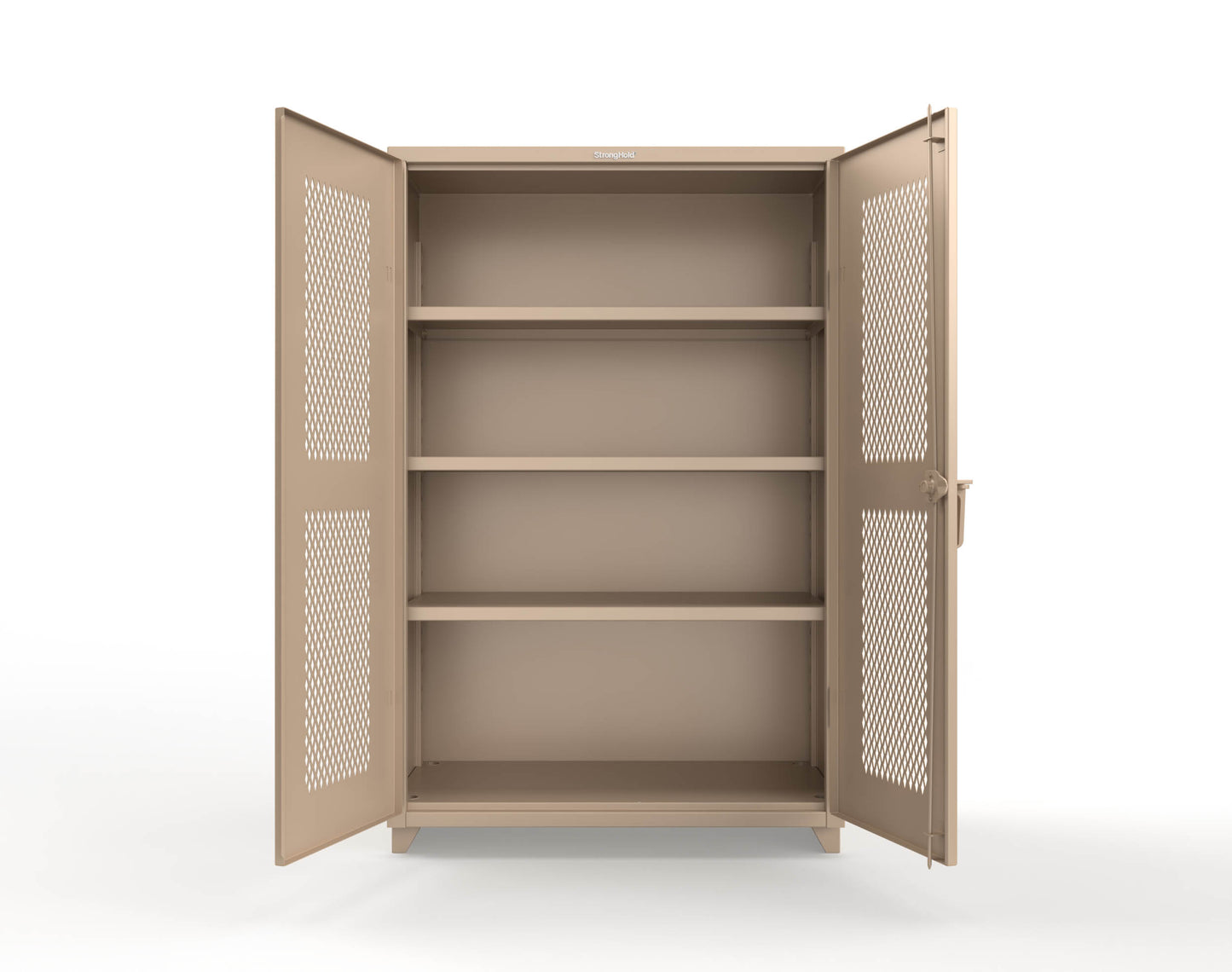 Extra Heavy Duty 14 GA Cabinet with Ventilated (Diamond) Doors - 48 In. W x 24 In. D x 75 In. H - 46-V-243-L-1019