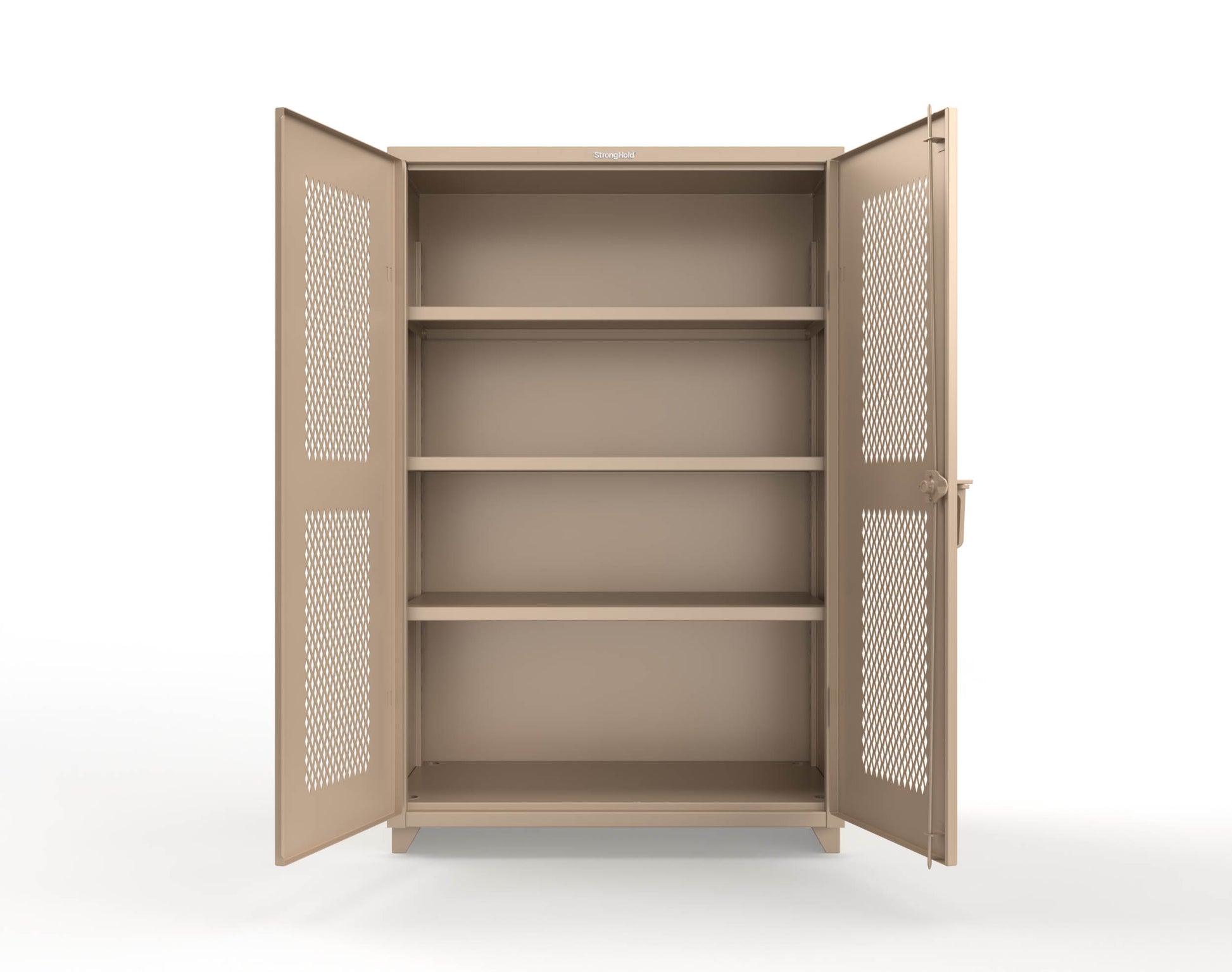 Extra Heavy Duty 14 GA Cabinet with Ventilated (Diamond) Doors - 48 In. W x 24 In. D x 75 In. H - 46-V-243-L-1019