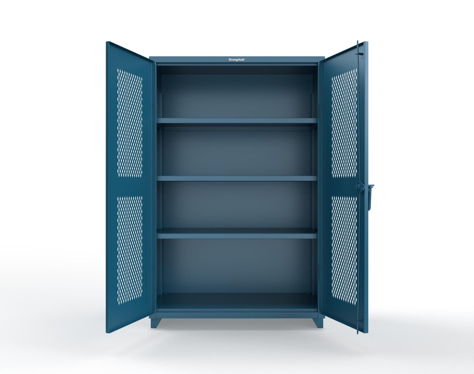 Extra Heavy Duty 14 GA Cabinet with Ventilated (Diamond) Doors - 48 In. W x 24 In. D x 75 In. H - 46-V-243-L-5001