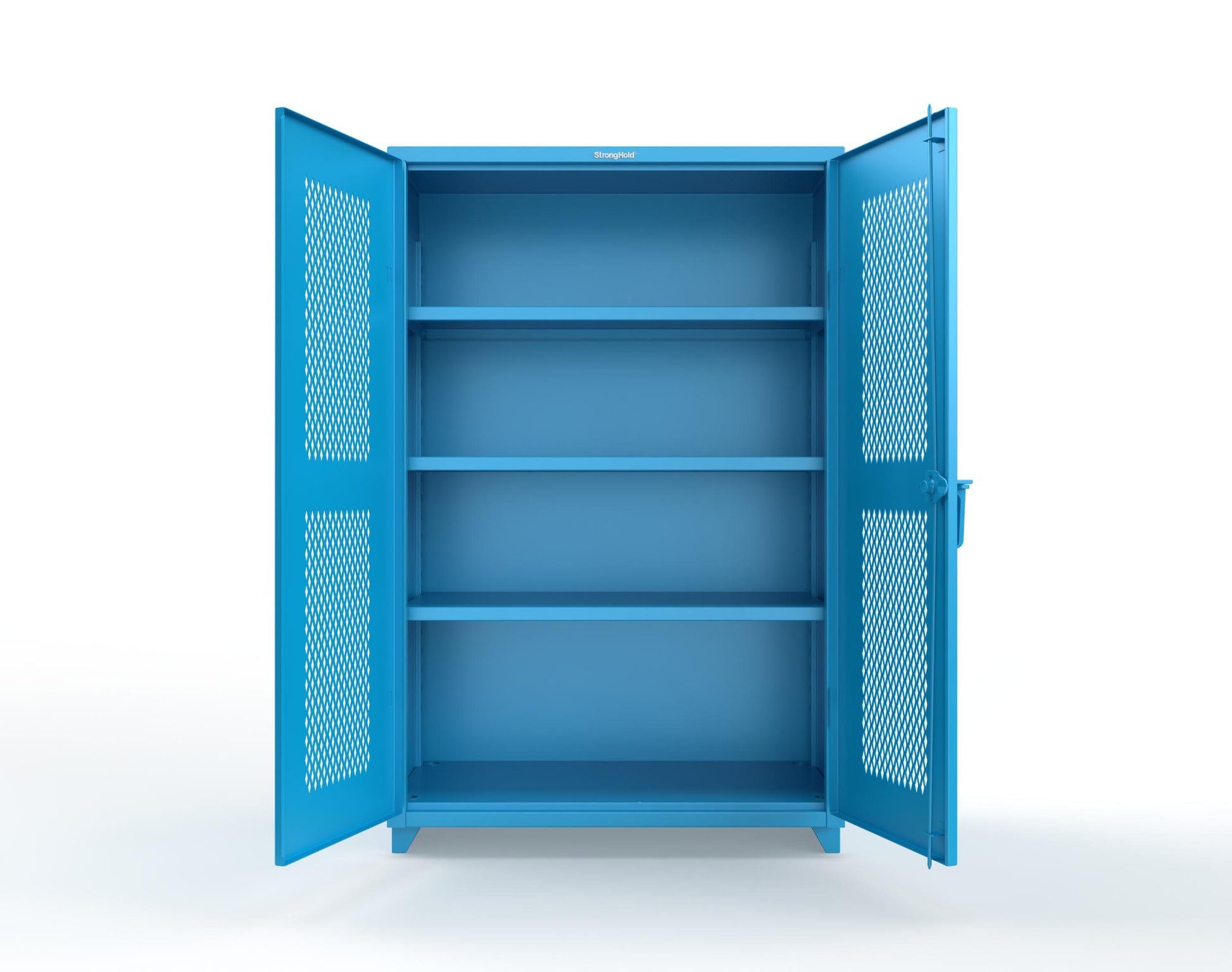 Extra Heavy Duty 14 GA Cabinet with Ventilated (Diamond) Doors - 48 In. W x 24 In. D x 75 In. H - 46-V-243-L-5012