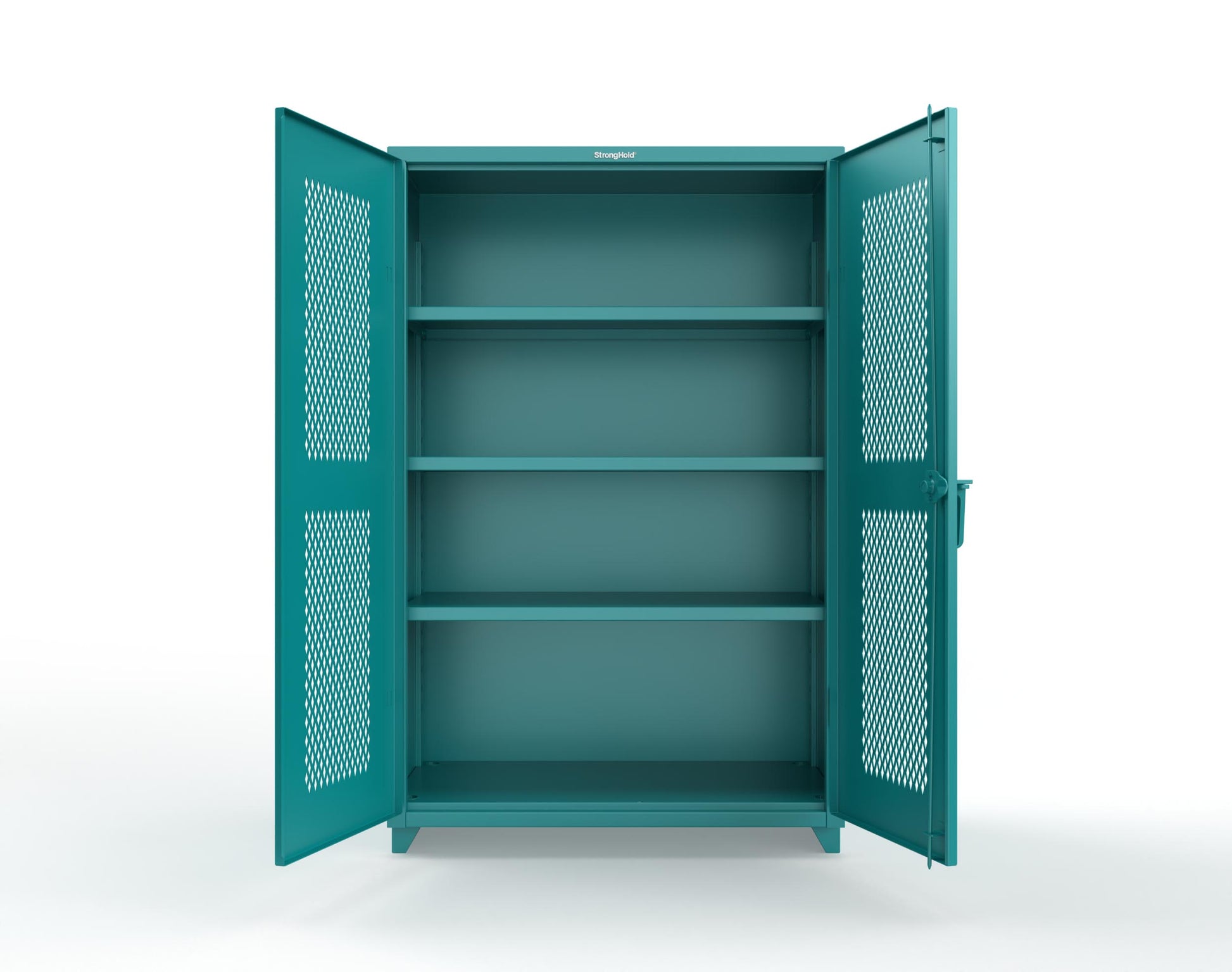 Extra Heavy Duty 14 GA Cabinet with Ventilated (Diamond) Doors - 48 In. W x 24 In. D x 75 In. H - 46-V-243-L-5021