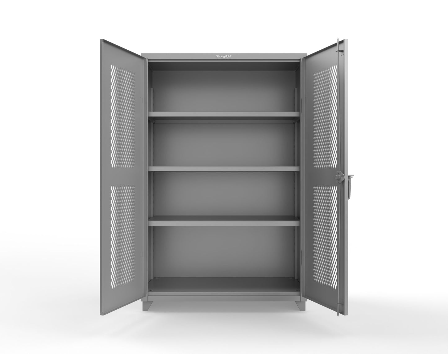 Extra Heavy Duty 14 GA Cabinet with Ventilated (Diamond) Doors - 48 In. W x 24 In. D x 75 In. H - 46-V-243-L-7037