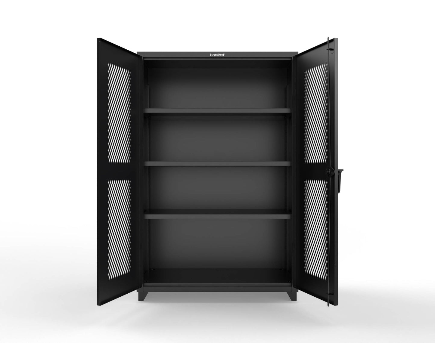 Extra Heavy Duty 14 GA Cabinet with Ventilated (Diamond) Doors - 48 In. W x 24 In. D x 75 In. H - 46-V-243-L-9005