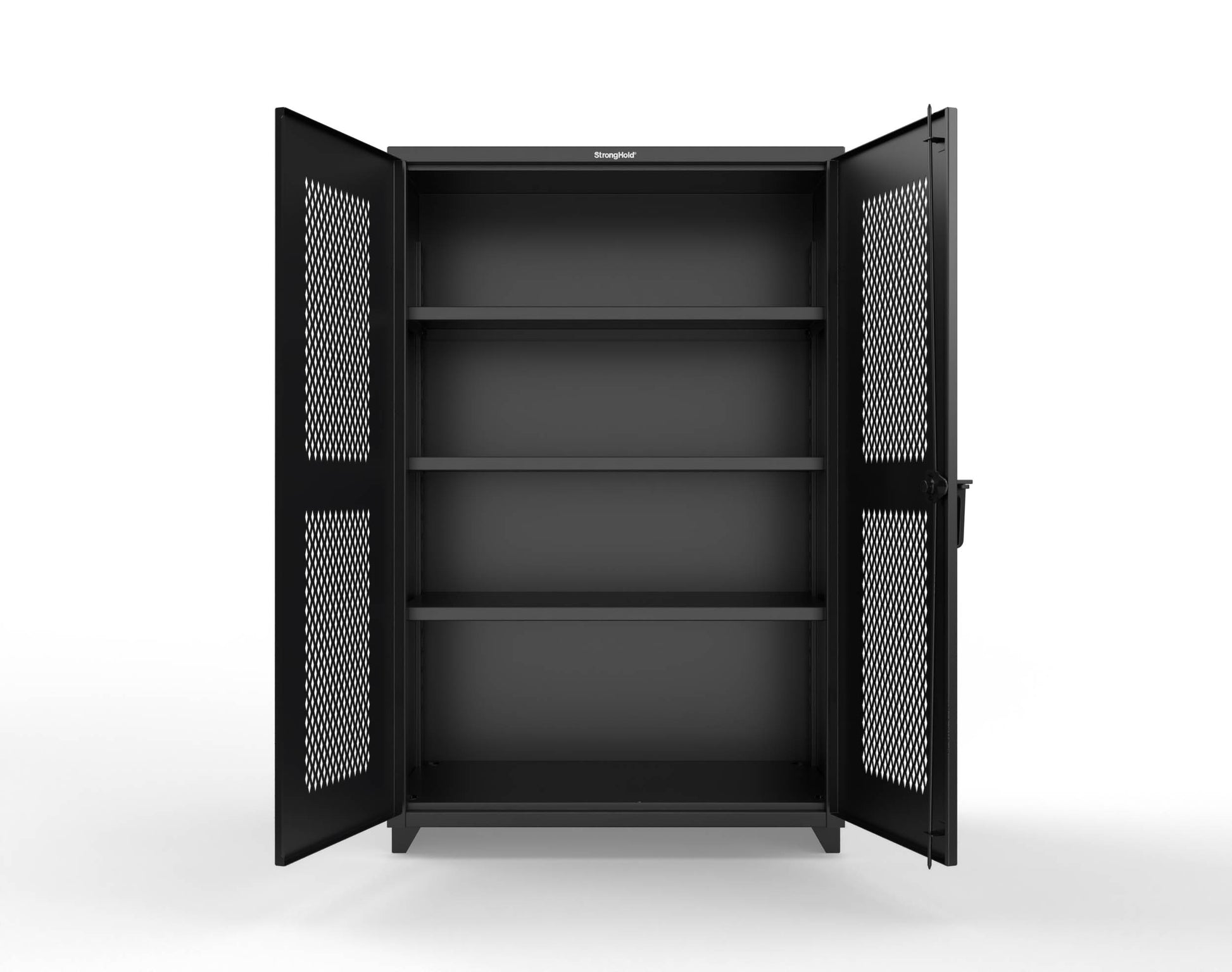 Extra Heavy Duty 14 GA Cabinet with Ventilated (Diamond) Doors - 48 In. W x 24 In. D x 75 In. H - 46-V-243-L-9005
