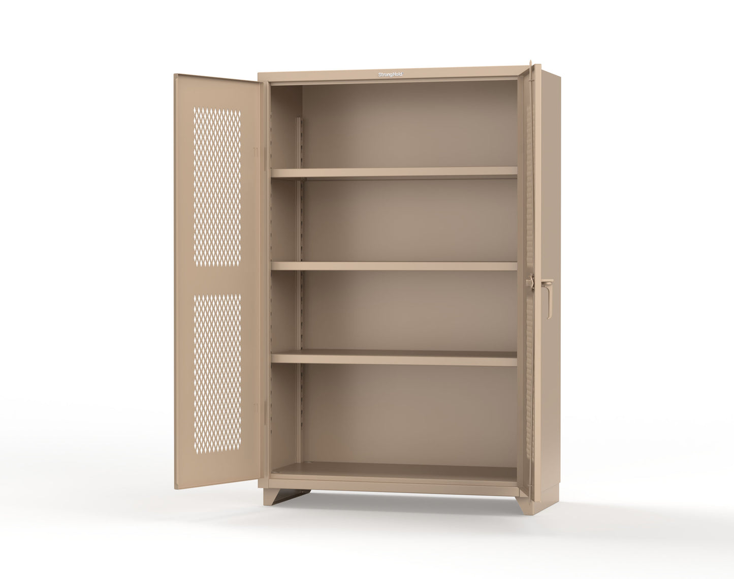 Extra Heavy Duty 14 GA Cabinet with Ventilated (Diamond) Doors - 48 In. W x 24 In. D x 75 In. H - 46-V-243-L-1019