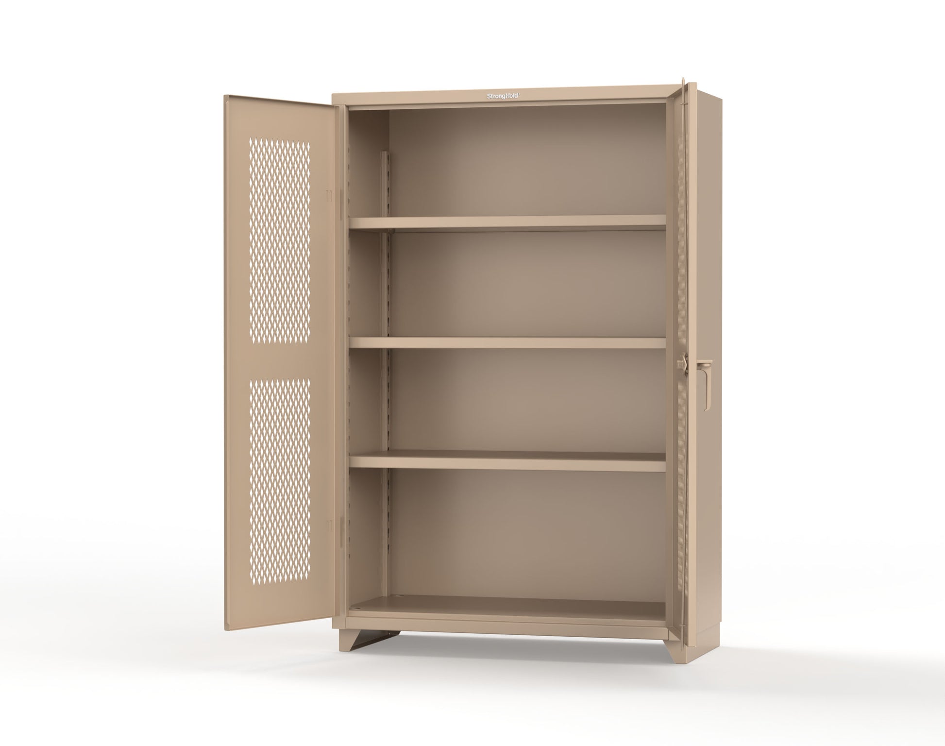 Extra Heavy Duty 14 GA Cabinet with Ventilated (Diamond) Doors - 48 In. W x 24 In. D x 75 In. H - 46-V-243-L-1019