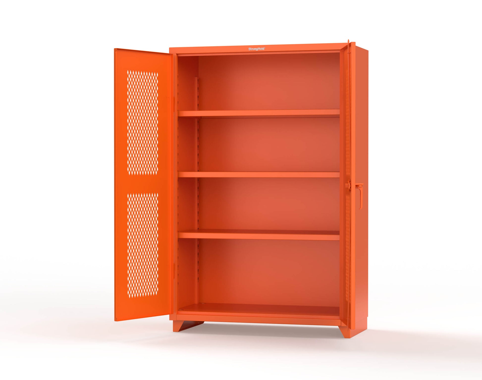 Extra Heavy Duty 14 GA Cabinet with Ventilated (Diamond) Doors - 48 In. W x 24 In. D x 75 In. H - 46-V-243-L-2009