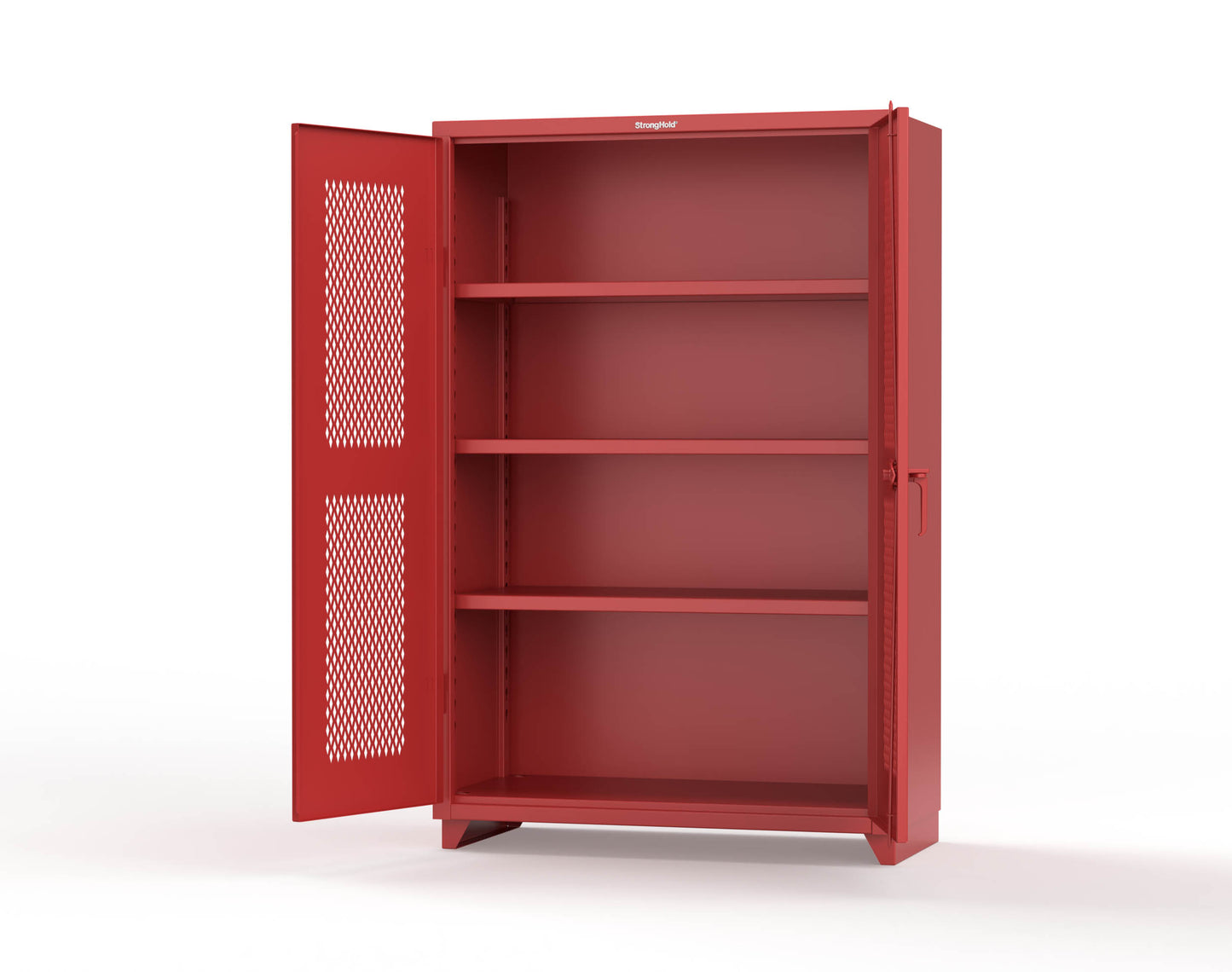 Extra Heavy Duty 14 GA Cabinet with Ventilated (Diamond) Doors - 48 In. W x 24 In. D x 75 In. H - 46-V-243-L-3001