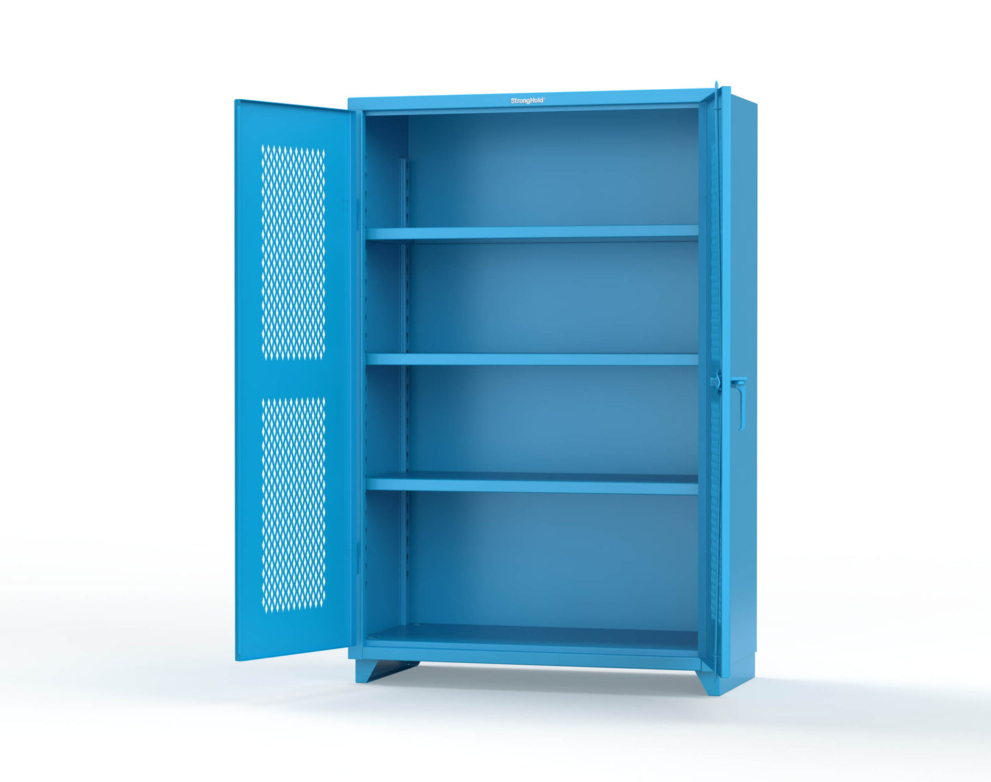 Extra Heavy Duty 14 GA Cabinet with Ventilated (Diamond) Doors - 48 In. W x 24 In. D x 75 In. H - 46-V-243-L-5012