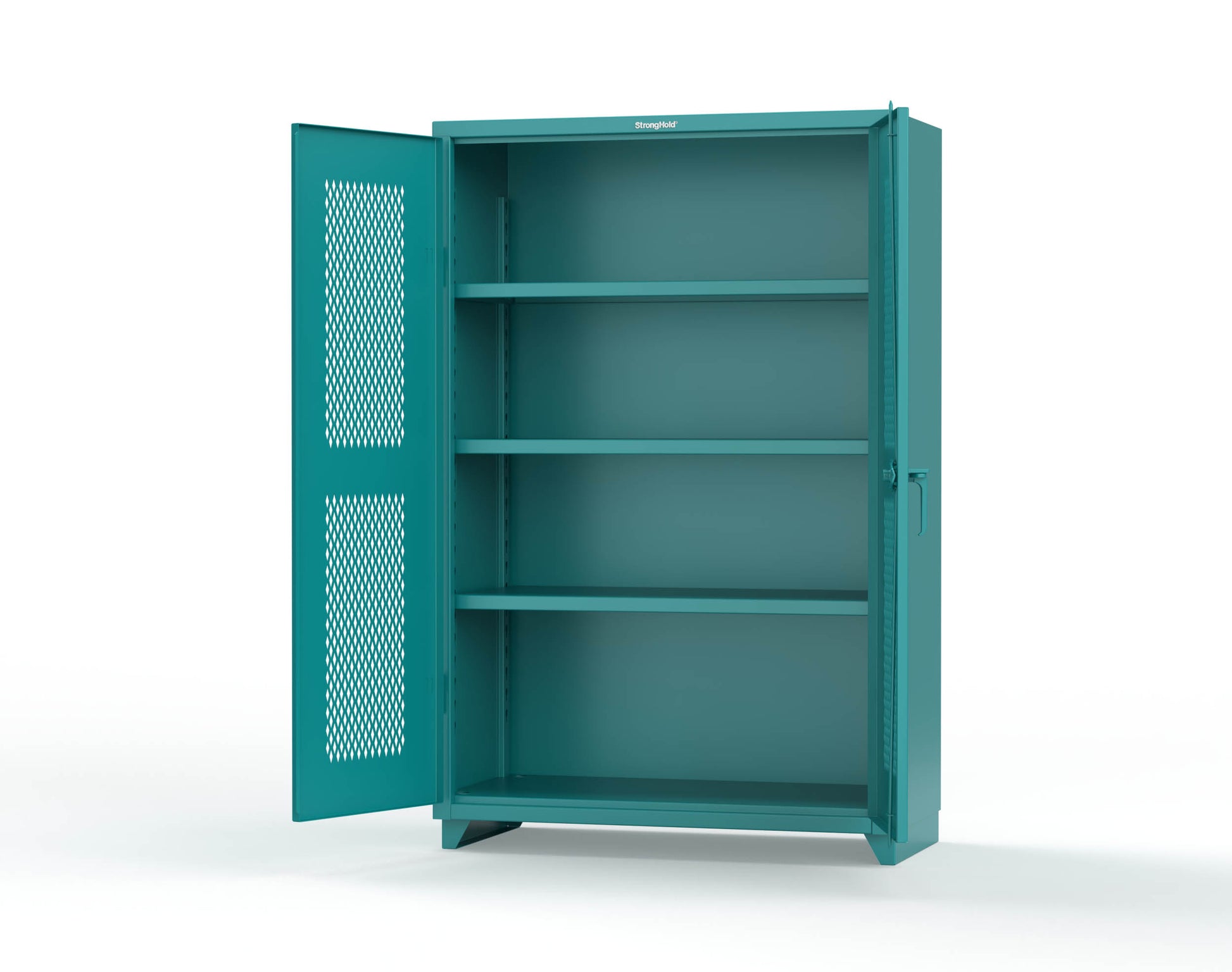 Extra Heavy Duty 14 GA Cabinet with Ventilated (Diamond) Doors - 48 In. W x 24 In. D x 75 In. H - 46-V-243-L-5021