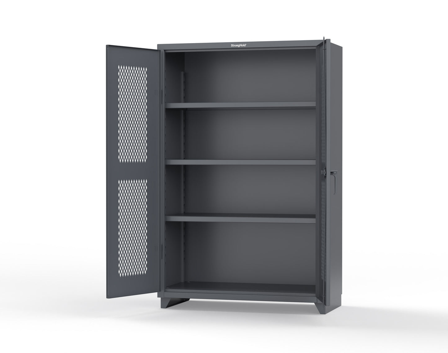 Extra Heavy Duty 14 GA Cabinet with Ventilated (Diamond) Doors - 48 In. W x 24 In. D x 75 In. H - 46-V-243-L-7024