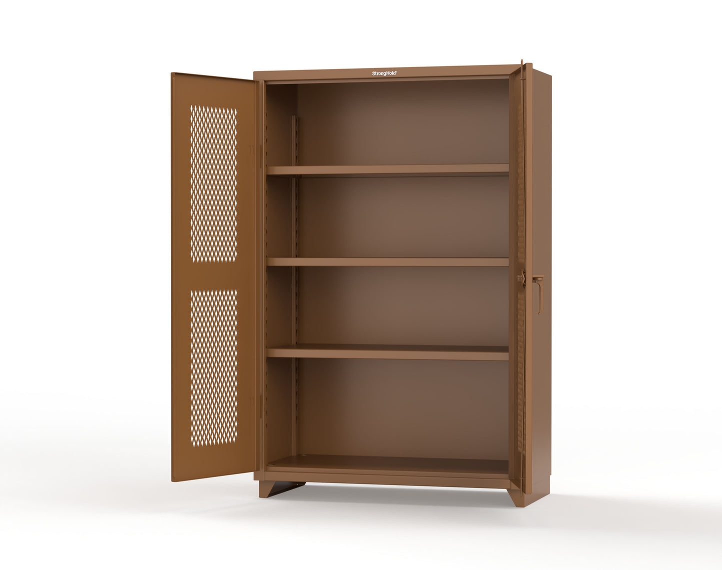 Extra Heavy Duty 14 GA Cabinet with Ventilated (Diamond) Doors - 48 In. W x 24 In. D x 75 In. H - 46-V-243-L-8008