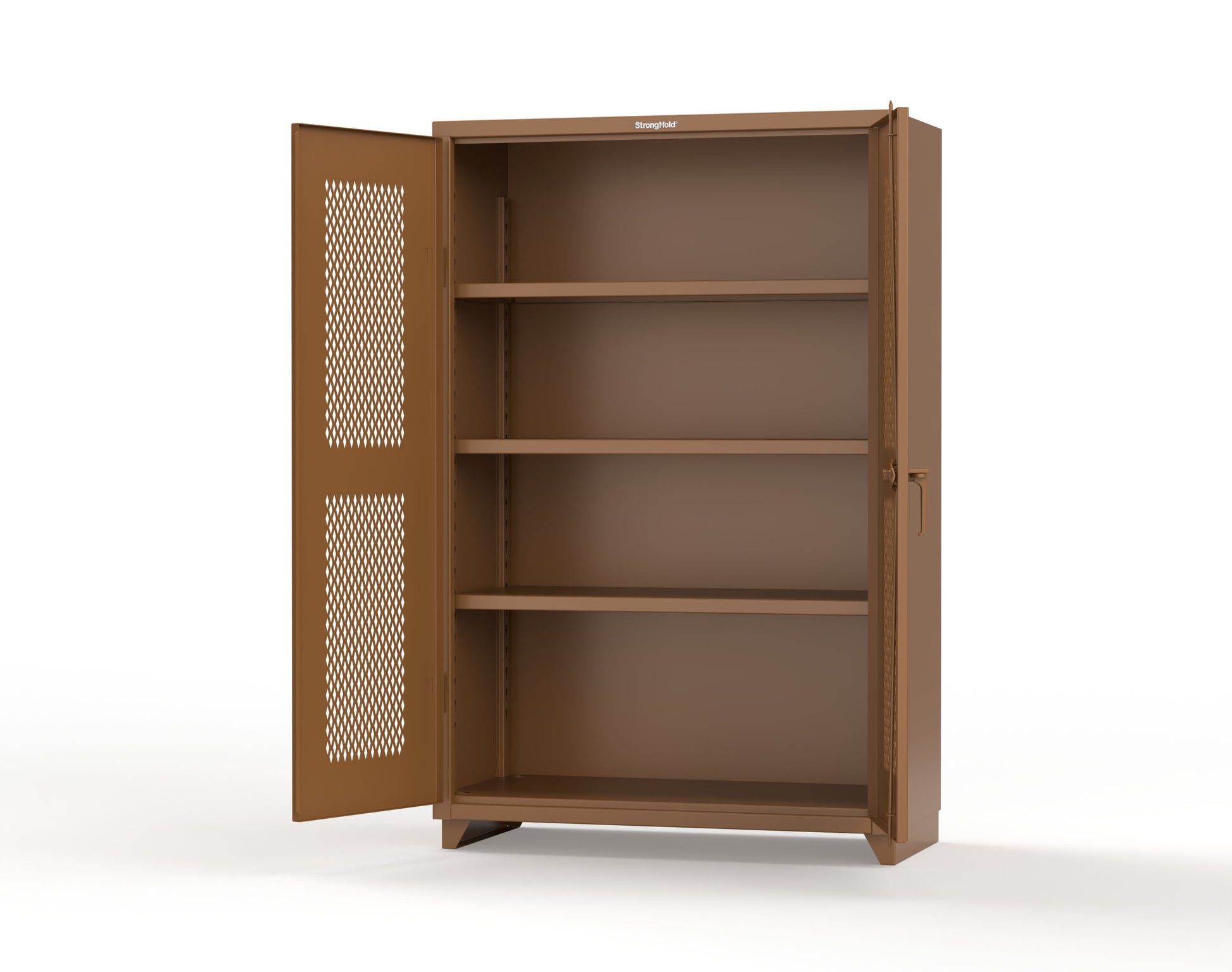 Extra Heavy Duty 14 GA Cabinet with Ventilated (Diamond) Doors - 48 In. W x 24 In. D x 75 In. H - 46-V-243-L-8008