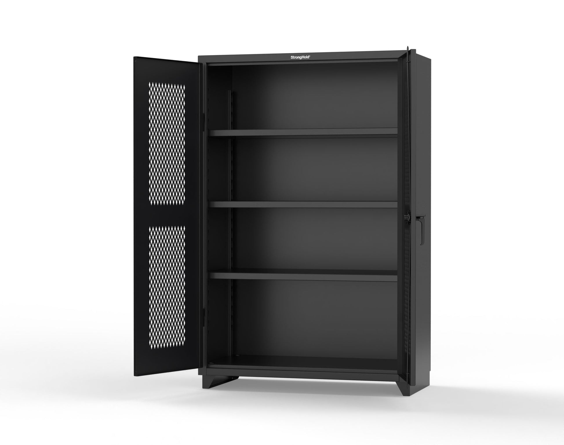 Extra Heavy Duty 14 GA Cabinet with Ventilated (Diamond) Doors - 48 In. W x 24 In. D x 75 In. H - 46-V-243-L-9005