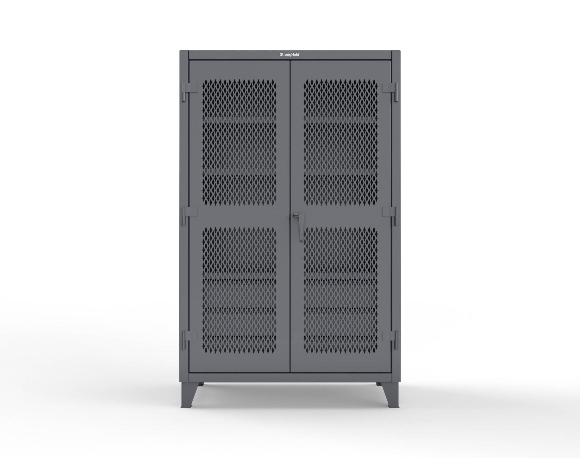 Extreme Duty 12 GA Ventilated (Diamond) Cabinet with 6 Half-Width Drawers, 4 Shelves - 48 In. W x 24 In. D x 78 In. H - 46-V-244-6/5DB-7024