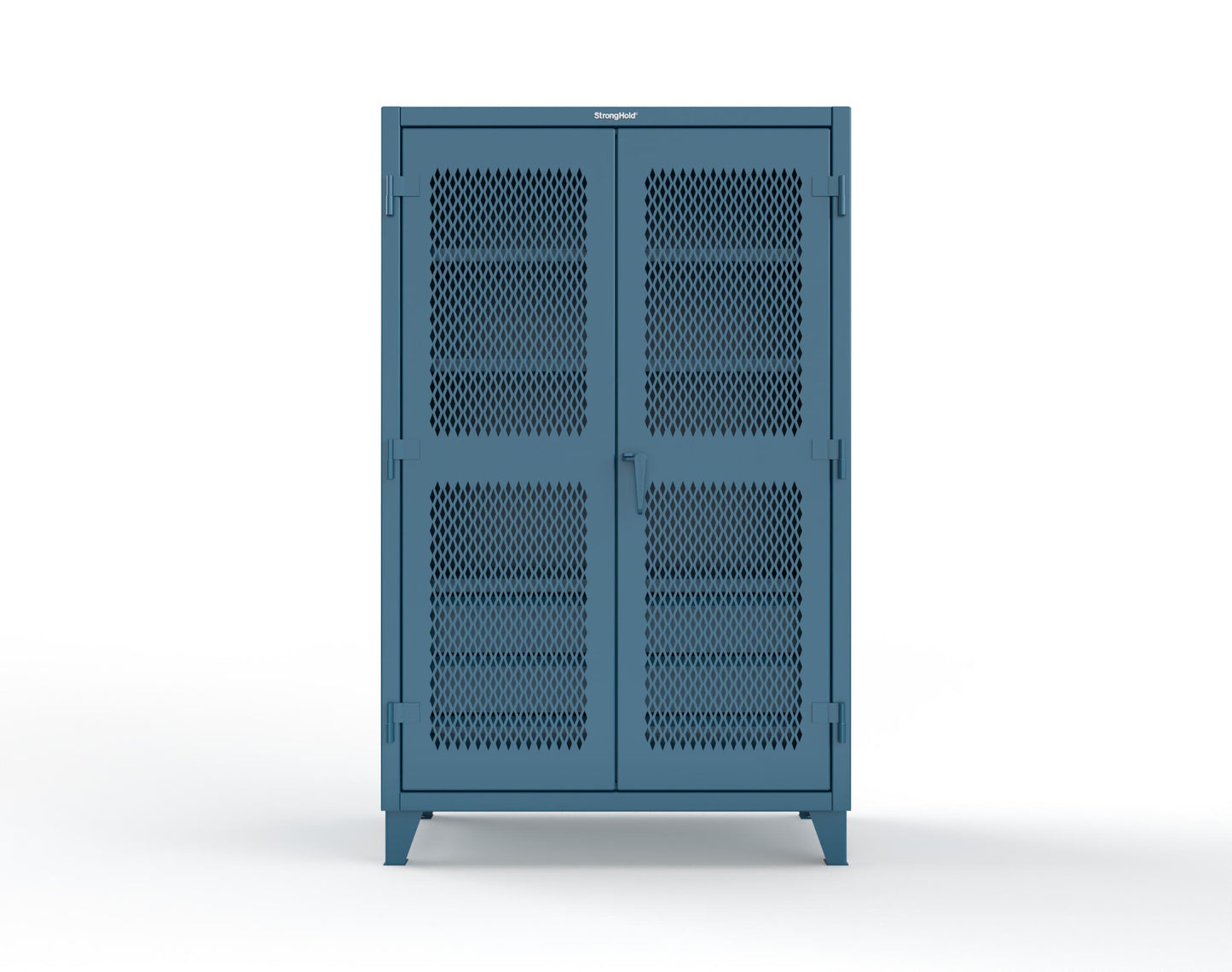 Extreme Duty 12 GA Ventilated (Diamond) Cabinet with 6 Half-Width Drawers, 4 Shelves - 48 In. W x 24 In. D x 78 In. H - 46-V-244-6/5DB-5001