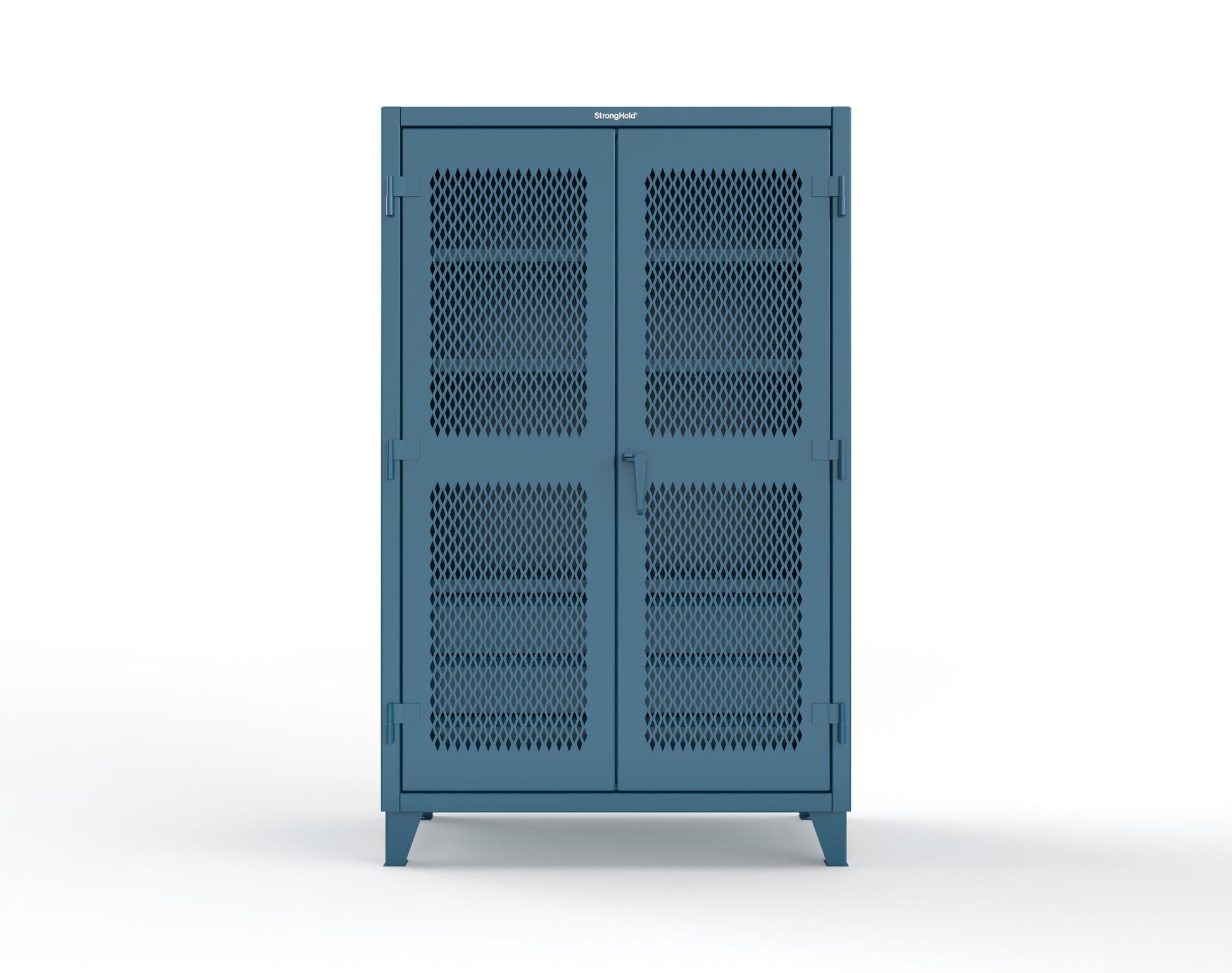 Extreme Duty 12 GA Ventilated (Diamond) Cabinet with 6 Half-Width Drawers, 4 Shelves - 48 In. W x 24 In. D x 78 In. H - 46-V-244-6/5DB-5001