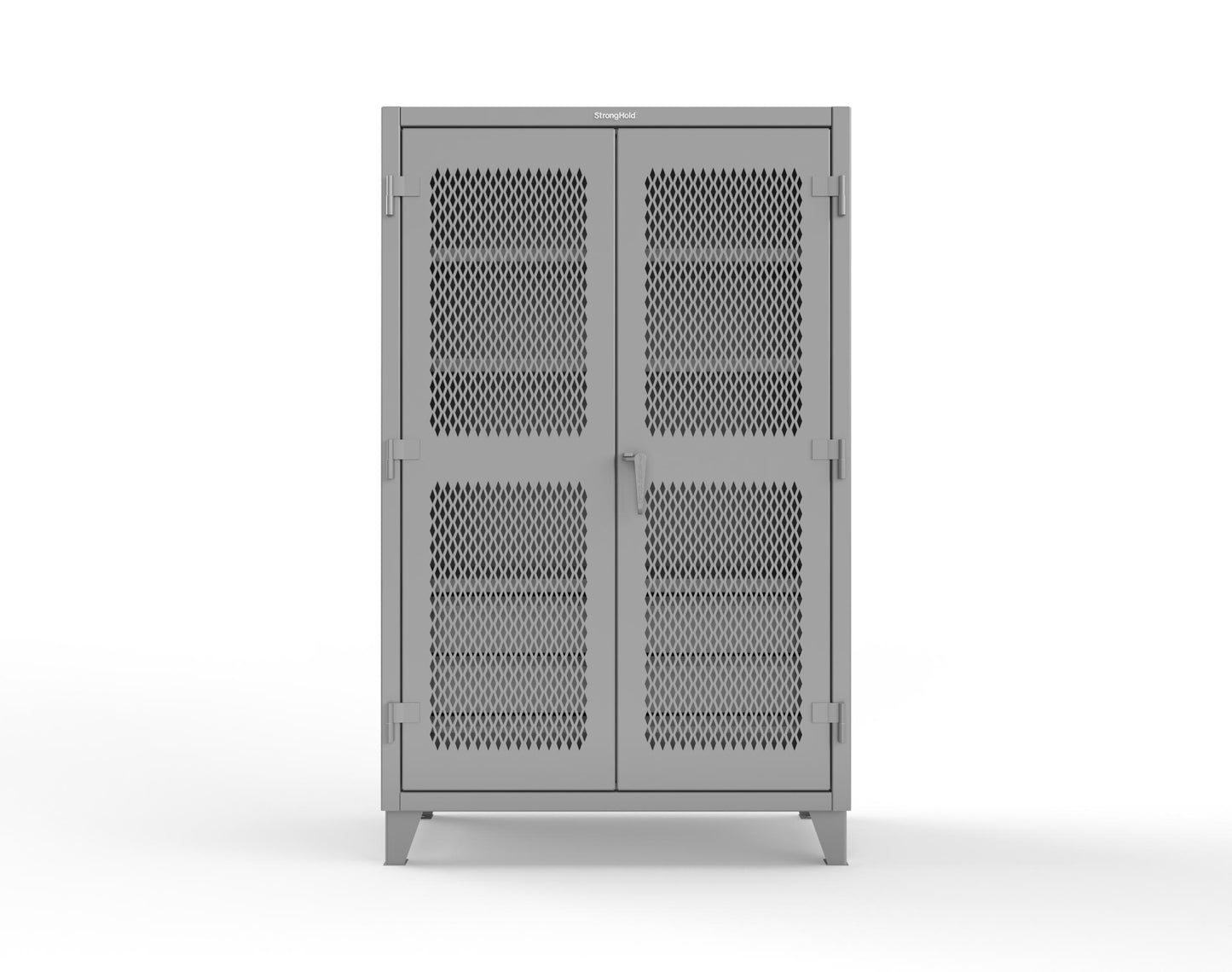 Extreme Duty 12 GA Ventilated (Diamond) Cabinet with 6 Half-Width Drawers, 4 Shelves - 48 In. W x 24 In. D x 78 In. H - 46-V-244-6/5DB-7037