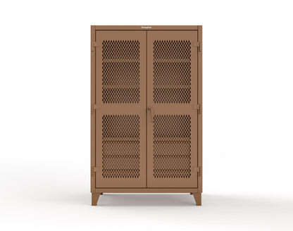 Extreme Duty 12 GA Ventilated (Diamond) Cabinet with 6 Half-Width Drawers, 4 Shelves - 48 In. W x 24 In. D x 78 In. H - 46-V-244-6/5DB-8008