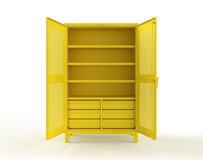 Extreme Duty 12 GA Ventilated (Diamond) Cabinet with 6 Half-Width Drawers, 4 Shelves - 48 In. W x 24 In. D x 78 In. H - 46-V-244-6/5DB-1021
