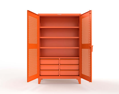 Extreme Duty 12 GA Ventilated (Diamond) Cabinet with 6 Half-Width Drawers, 4 Shelves - 48 In. W x 24 In. D x 78 In. H - 46-V-244-6/5DB-2009