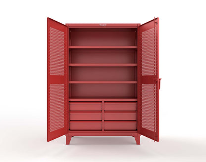 Extreme Duty 12 GA Ventilated (Diamond) Cabinet with 6 Half-Width Drawers, 4 Shelves - 48 In. W x 24 In. D x 78 In. H - 46-V-244-6/5DB-3001