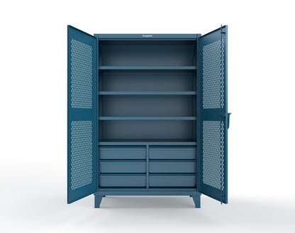 Extreme Duty 12 GA Ventilated (Diamond) Cabinet with 6 Half-Width Drawers, 4 Shelves - 48 In. W x 24 In. D x 78 In. H - 46-V-244-6/5DB-5001