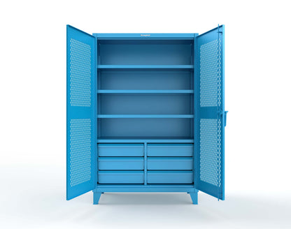 Extreme Duty 12 GA Ventilated (Diamond) Cabinet with 6 Half-Width Drawers, 4 Shelves - 48 In. W x 24 In. D x 78 In. H - 46-V-244-6/5DB-5012