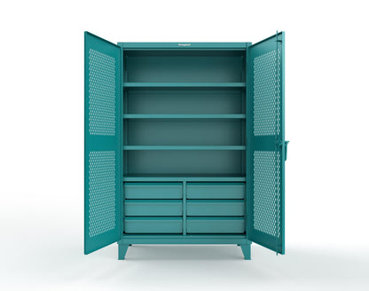 Extreme Duty 12 GA Ventilated (Diamond) Cabinet with 6 Half-Width Drawers, 4 Shelves - 48 In. W x 24 In. D x 78 In. H - 46-V-244-6/5DB-5021