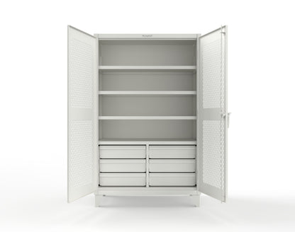 Extreme Duty 12 GA Ventilated (Diamond) Cabinet with 6 Half-Width Drawers, 4 Shelves - 48 In. W x 24 In. D x 78 In. H - 46-V-244-6/5DB-9003