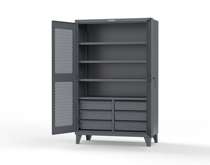 Extreme Duty 12 GA Ventilated (Diamond) Cabinet with 6 Half-Width Drawers, 4 Shelves - 48 In. W x 24 In. D x 78 In. H - 46-V-244-6/5DB-7024