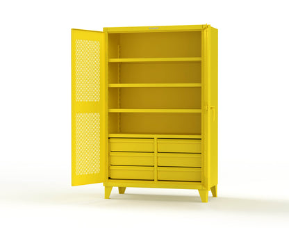 Extreme Duty 12 GA Ventilated (Diamond) Cabinet with 6 Half-Width Drawers, 4 Shelves - 48 In. W x 24 In. D x 78 In. H - 46-V-244-6/5DB-1021