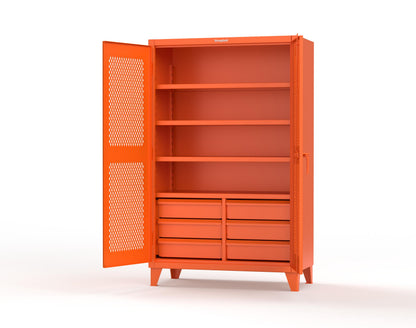 Extreme Duty 12 GA Ventilated (Diamond) Cabinet with 6 Half-Width Drawers, 4 Shelves - 48 In. W x 24 In. D x 78 In. H - 46-V-244-6/5DB-2009
