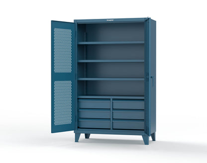 Extreme Duty 12 GA Ventilated (Diamond) Cabinet with 6 Half-Width Drawers, 4 Shelves - 48 In. W x 24 In. D x 78 In. H - 46-V-244-6/5DB-5001