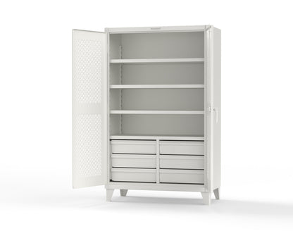 Extreme Duty 12 GA Ventilated (Diamond) Cabinet with 6 Half-Width Drawers, 4 Shelves - 48 In. W x 24 In. D x 78 In. H - 46-V-244-6/5DB-9003