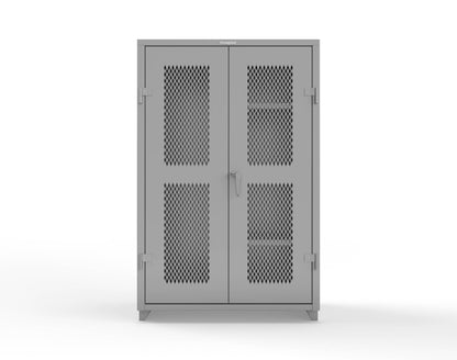 Extra Heavy Duty 14 GA Ventilated (Diamond) Janitorial Cabinet with 3 Shelves - 48 In. W x 24 In. D x 75 In. H - 46-V-BC-243-L-7037