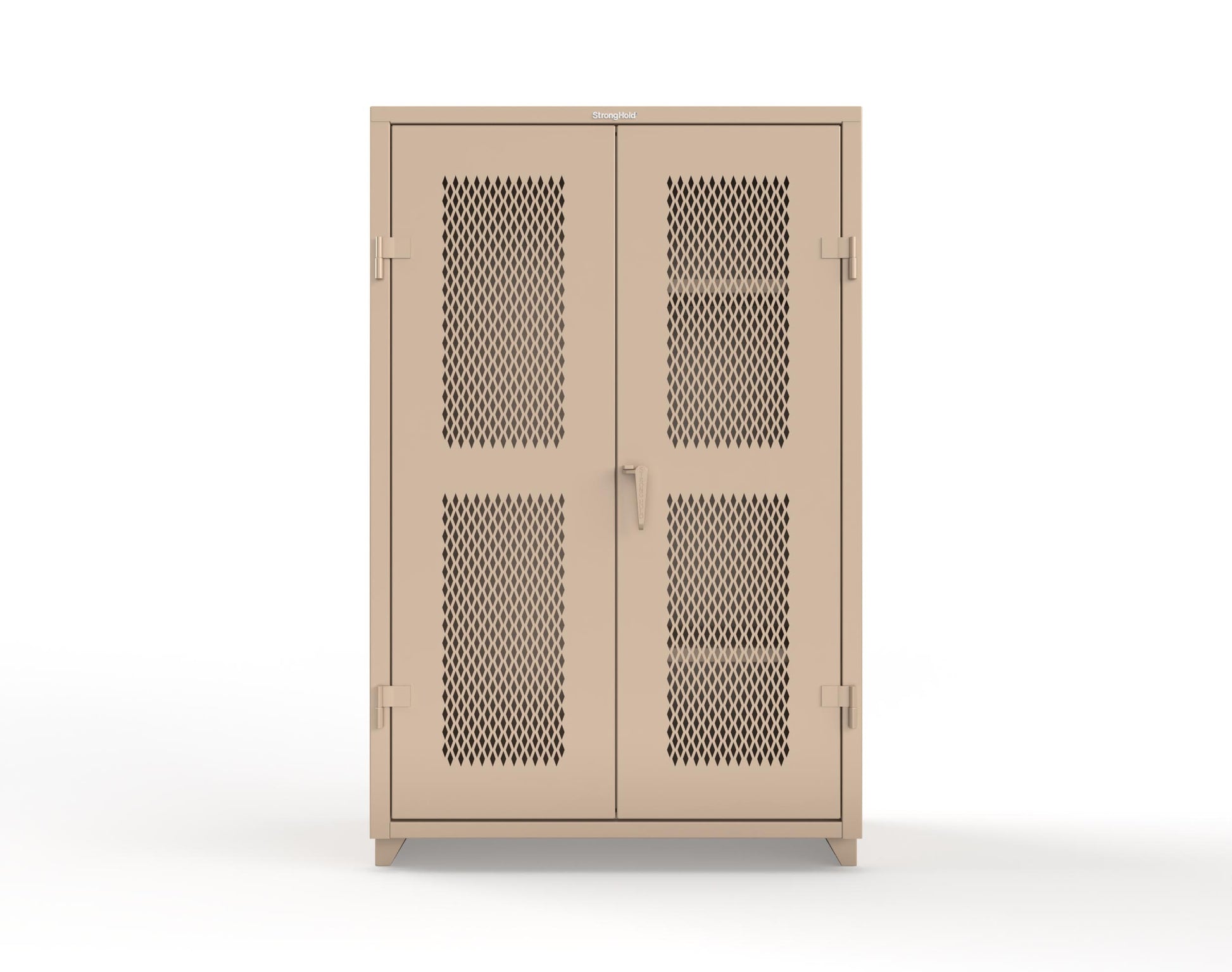 Extra Heavy Duty 14 GA Ventilated (Diamond) Janitorial Cabinet with 3 Shelves - 48 In. W x 24 In. D x 75 In. H - 46-V-BC-243-L-1019